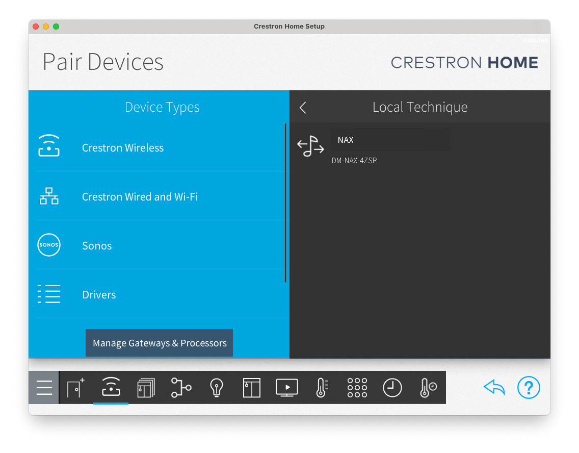 crestron home app devices