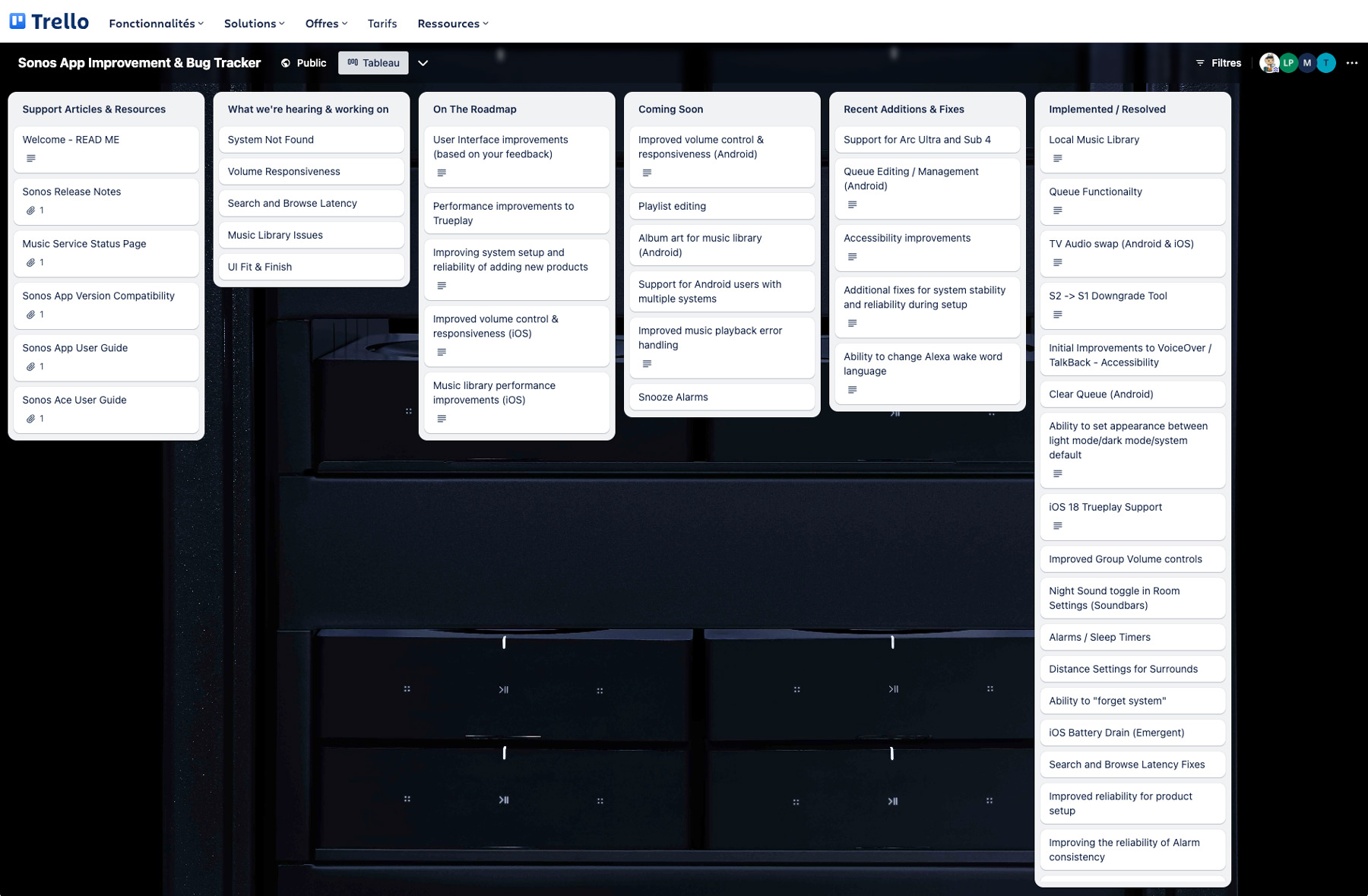 sonos trello mise a jour